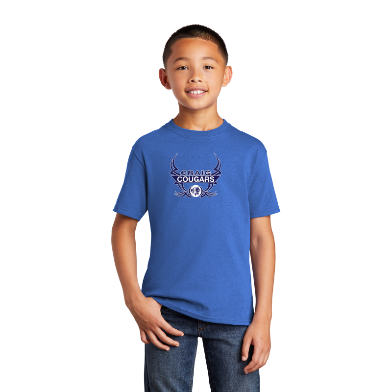         PC54Y Port & Company® Core Blend Tee; FULL FRONT LOGO COUG HRN