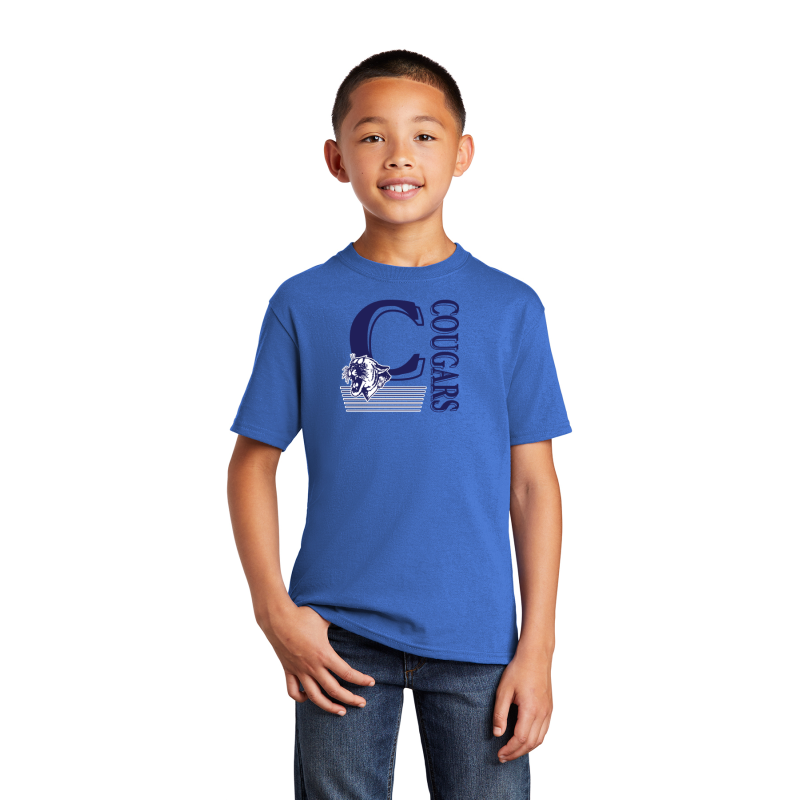         PC54Y Port & Company® Core Blend Tee; FULL FRONT LOGO COUG HEAD C