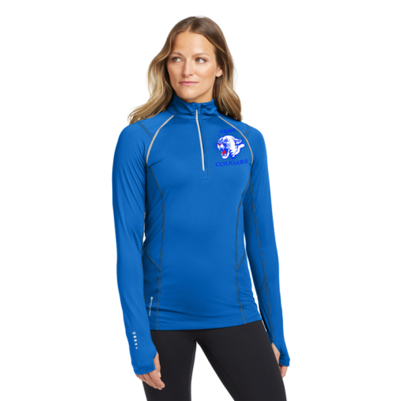 LOE335 OGIO® Ladies Nexus 1/4-Zip Pullover; CRAIG COUGAR HEAD EMBR