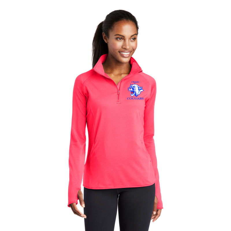   LST850 Sport-Tek® Ladies Sport-Wick® Stretch 1/2-Zip Pullover; COUGAR HEAD EMBROIDERY