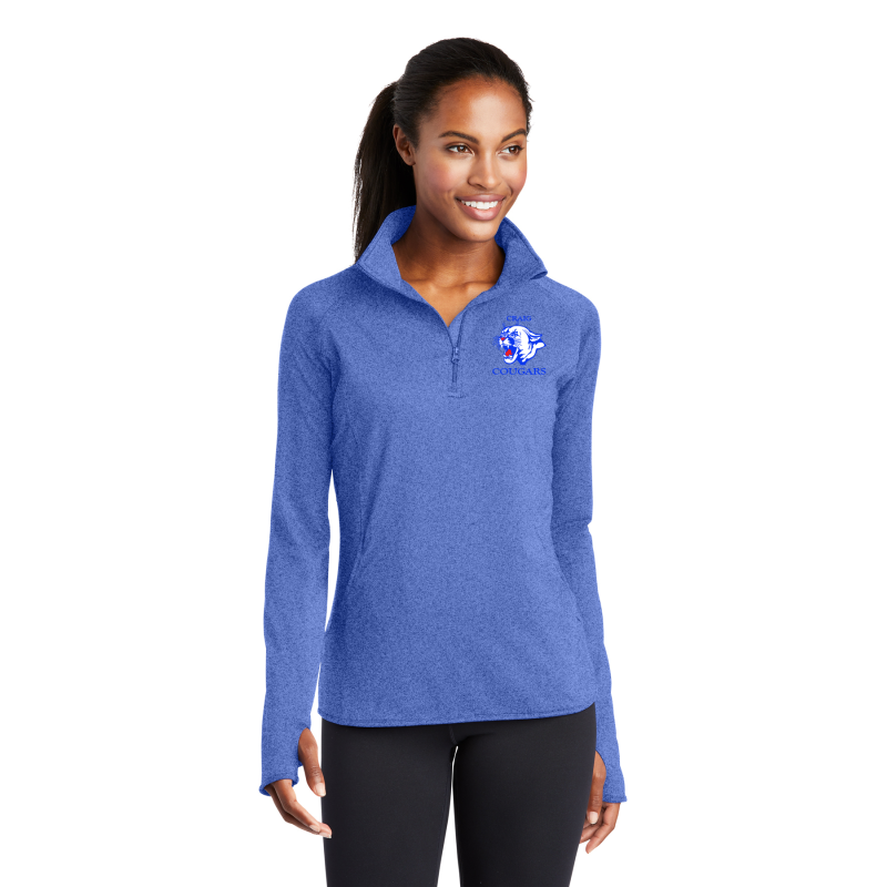   LST850 Sport-Tek® Ladies Sport-Wick® Stretch 1/2-Zip Pullover; COUGAR HEAD EMBROIDERY
