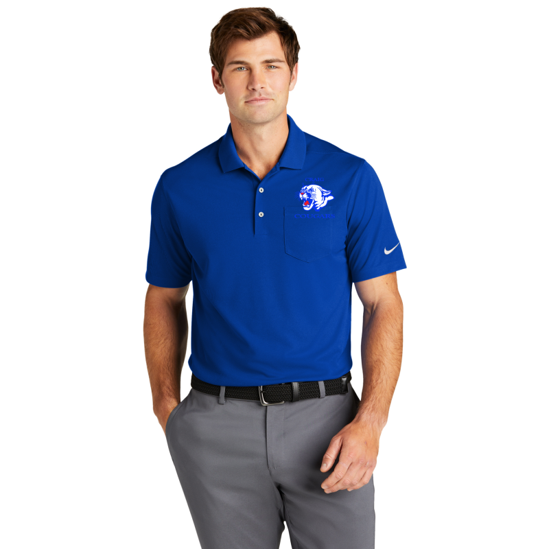     NKDC2103 Nike Dri-FIT Micro Pique 2.0 Pocket Polo, COUGAR HEAD EMBROIDERED LOGO