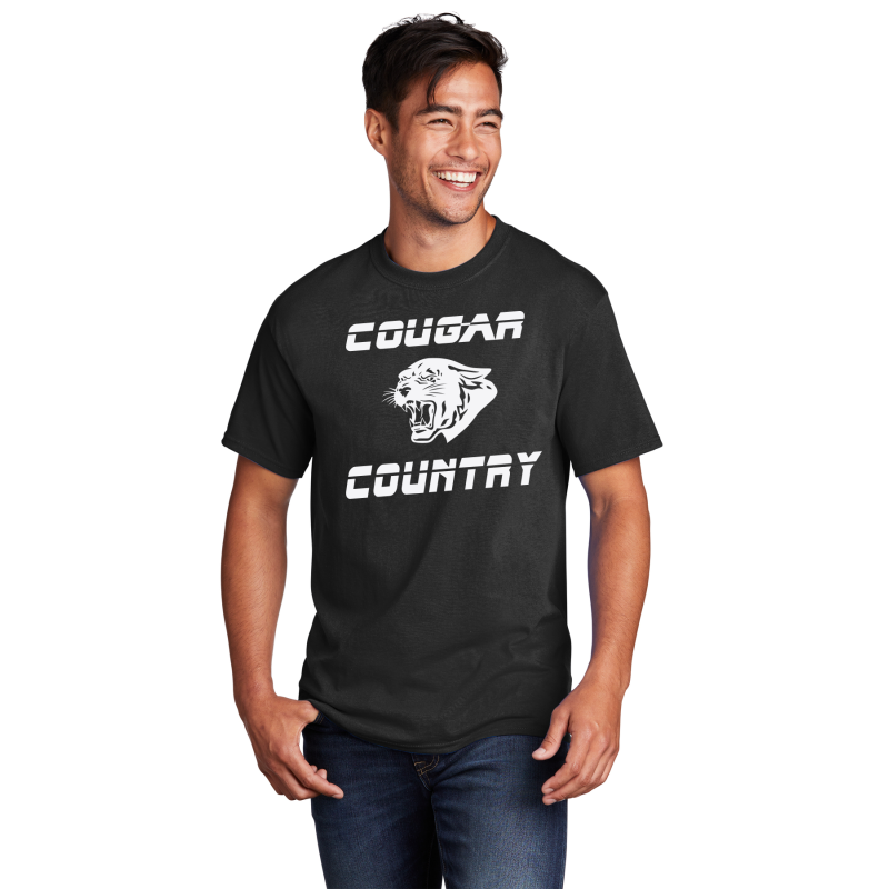         PC54 Port & Company® Core Blend Tee; FULL FRONT JCOUGAR COUNTRY