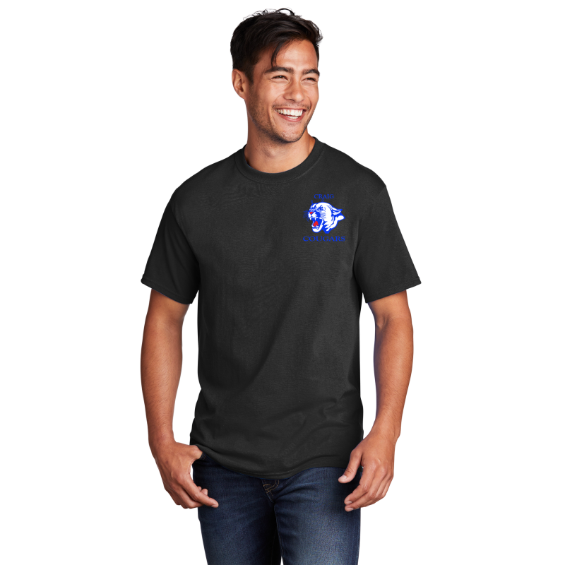         PC54 Port & Company® Core Blend Tee; LT CHEST COUGAR HEAD