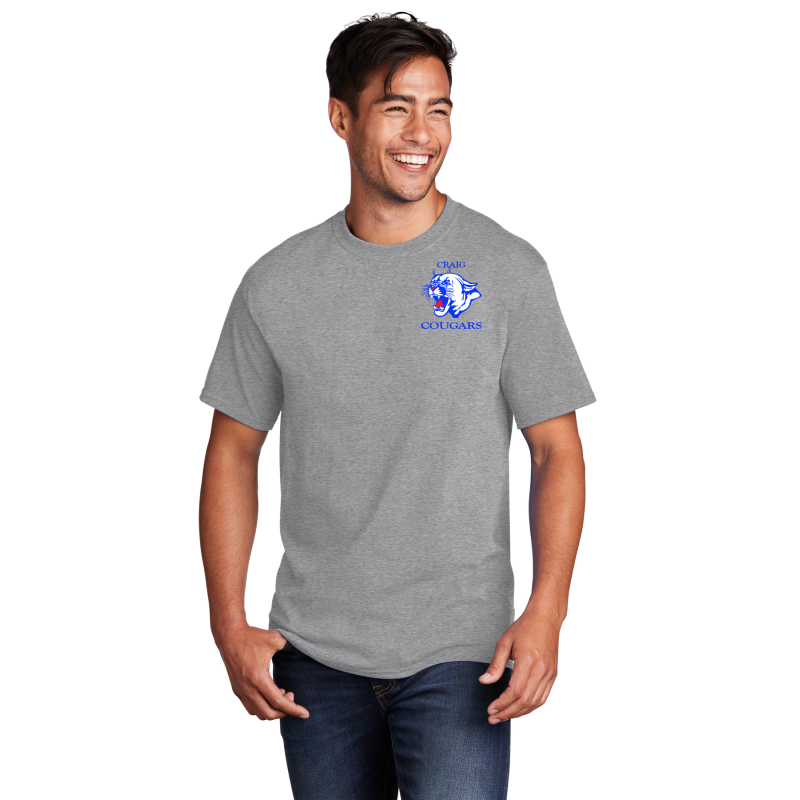         PC54 Port & Company® Core Blend Tee; LT CHEST COUGAR HEAD