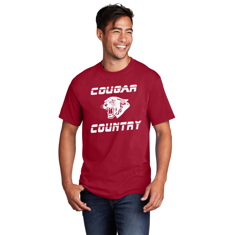         PC54 Port & Company® Core Blend Tee; FULL FRONT JCOUGAR COUNTRY