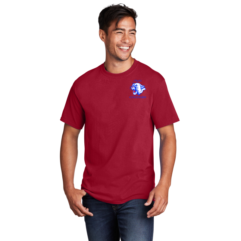         PC54 Port & Company® Core Blend Tee; LT CHEST COUGAR HEAD