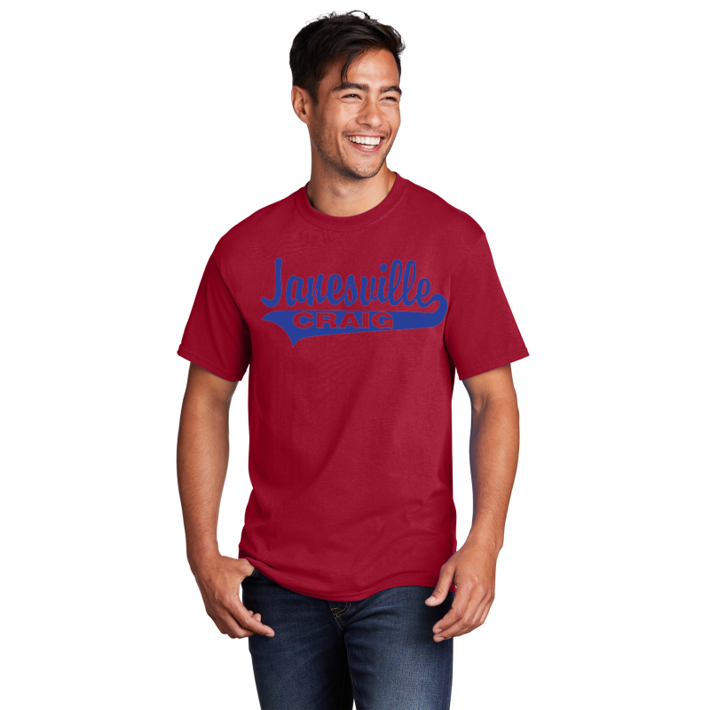         PC54 Port & Company® Core Blend Tee; FULL FRONT JANESVILLE CRAIG TAIL