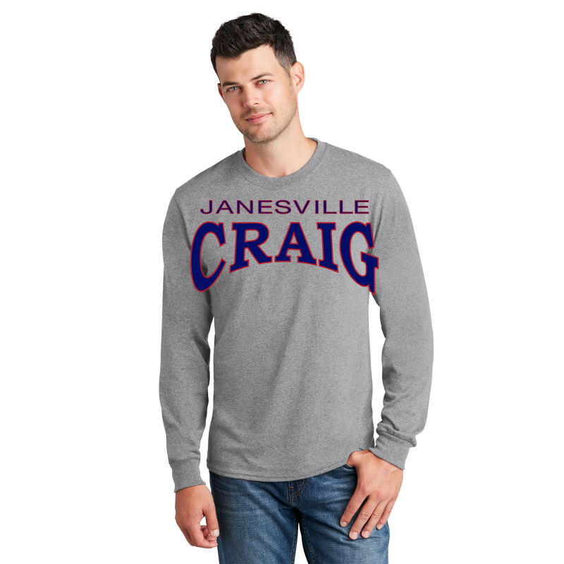   PC54LS Port & Company® Long Sleeve Core Cotton Tee; FULL FRONT PRINTLOGO JANESVILL CRAIG