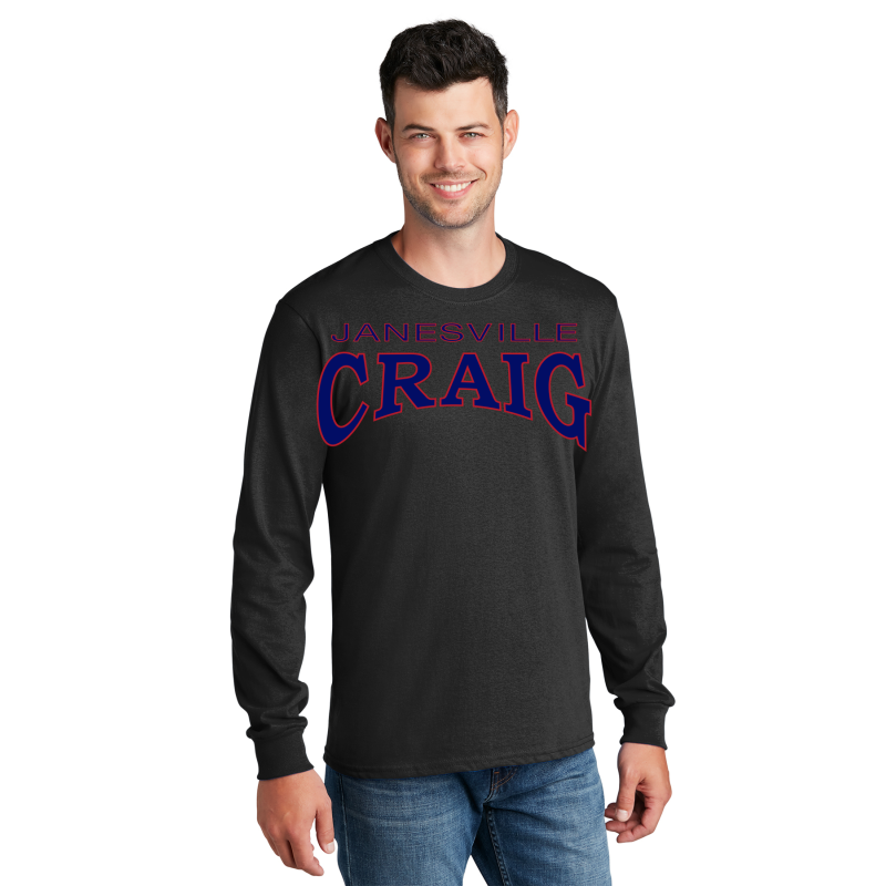   PC54LS Port & Company® Long Sleeve Core Cotton Tee; FULL FRONT PRINTLOGO JANESVILL CRAIG