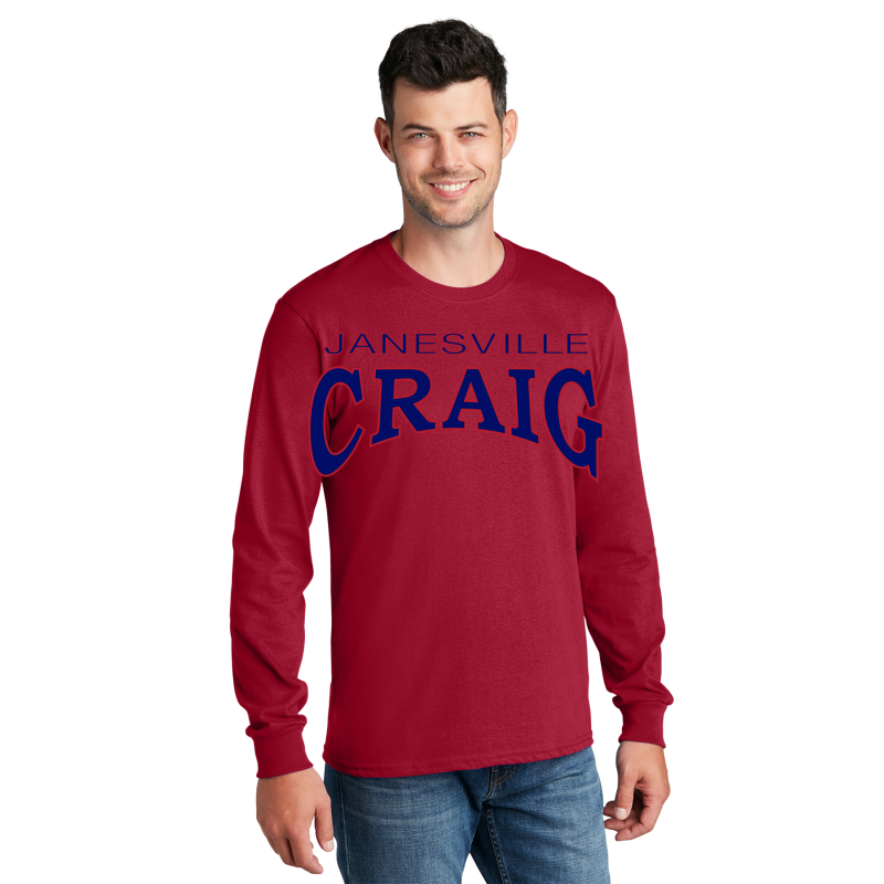   PC54LS Port & Company® Long Sleeve Core Cotton Tee; FULL FRONT PRINTLOGO JANESVILL CRAIG