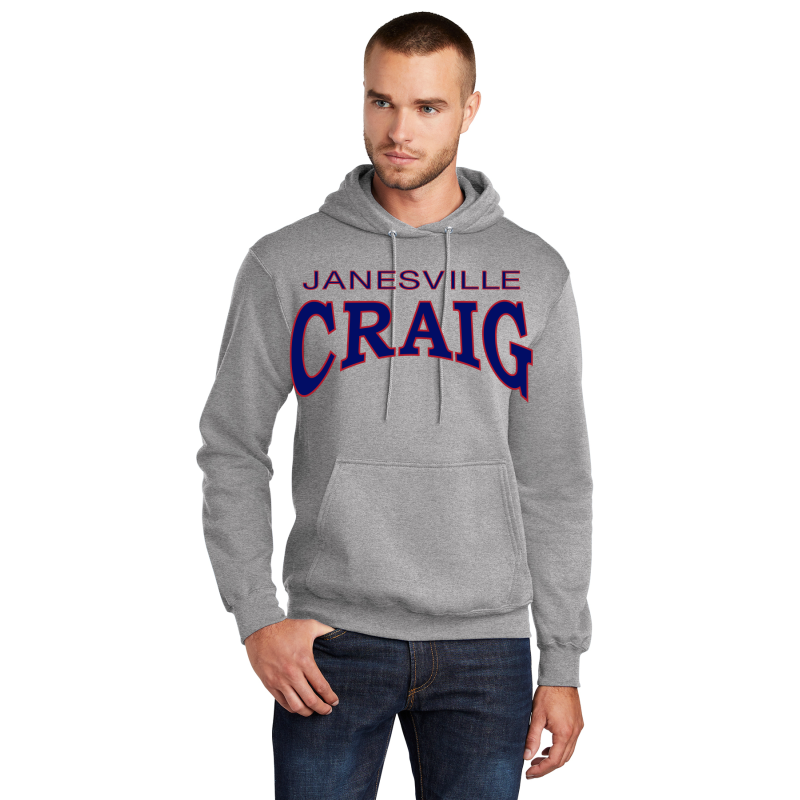   PC78H Port & Company® Core Fleece Pullover Hooded Sweatshirt; FULL FRONT JANESVILL CRAIG
