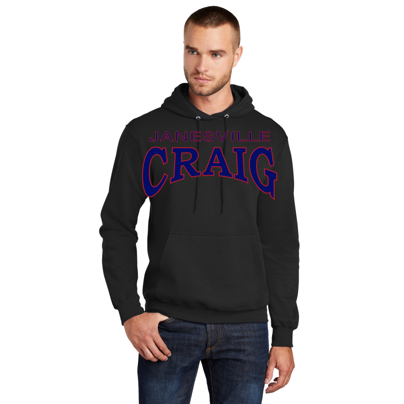   PC78H Port & Company® Core Fleece Pullover Hooded Sweatshirt; FULL FRONT JANESVILL CRAIG
