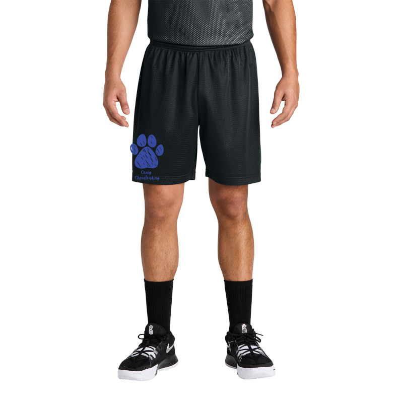   ST5100 Sport-Tek® PosiCharge® Mesh 7” Short, RIGHT LEG COUG HEAD EMBROIDERED LOGO