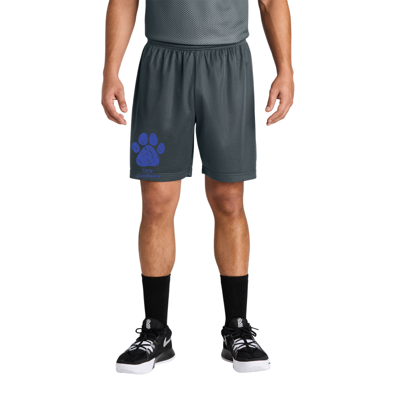   ST5100 Sport-Tek® PosiCharge® Mesh 7” Short, RIGHT LEG COUG HEAD EMBROIDERED LOGO