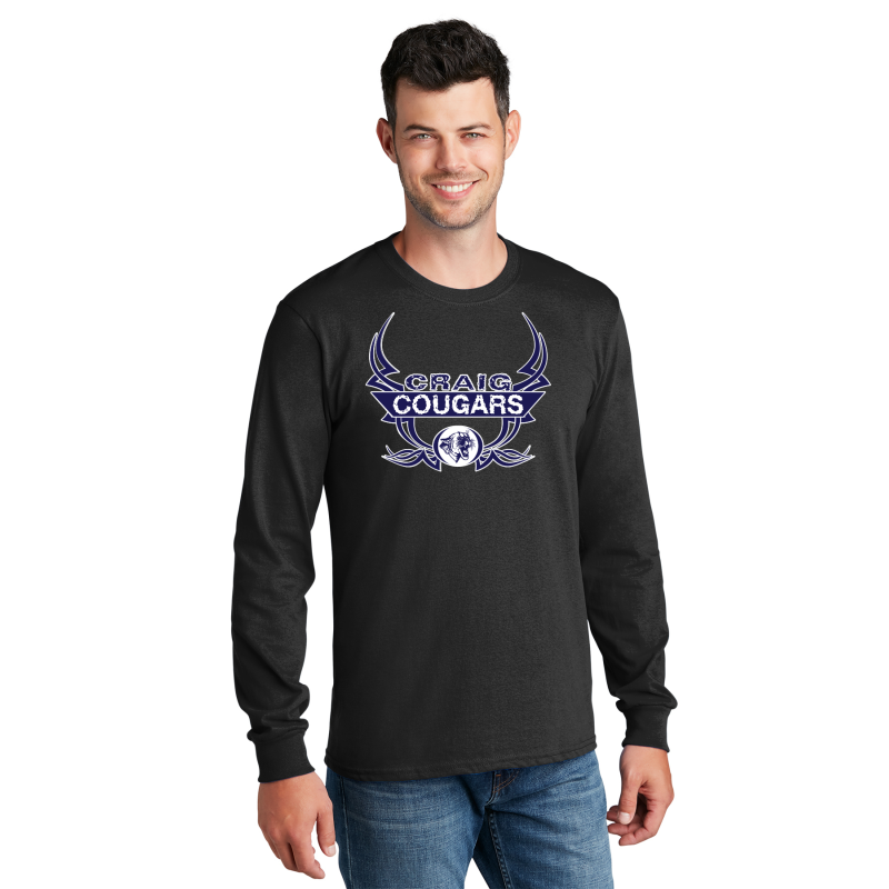   PC54LS Port & Company® Long Sleeve Core Cotton Tee; FULL FRONT PRINTLOGO TATOO