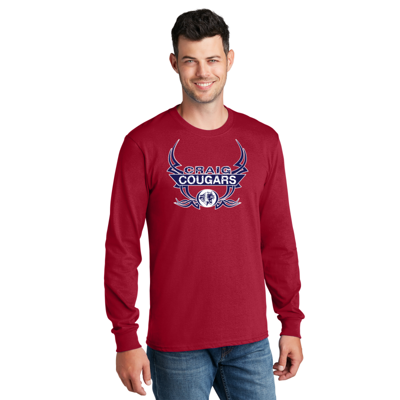   PC54LS Port & Company® Long Sleeve Core Cotton Tee; FULL FRONT PRINTLOGO TATOO