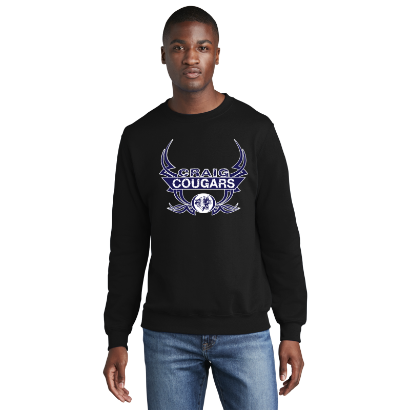   PC78 Port & Company® Core Fleece Pullover CREWNECK Sweatshirt; FULL FRONT LOGO TATOO