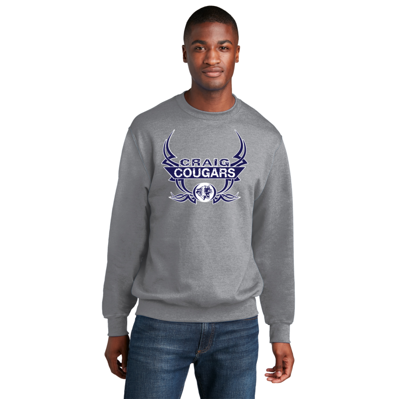  PC78 Port & Company® Core Fleece Pullover CREWNECK Sweatshirt; FULL FRONT LOGO TATOO