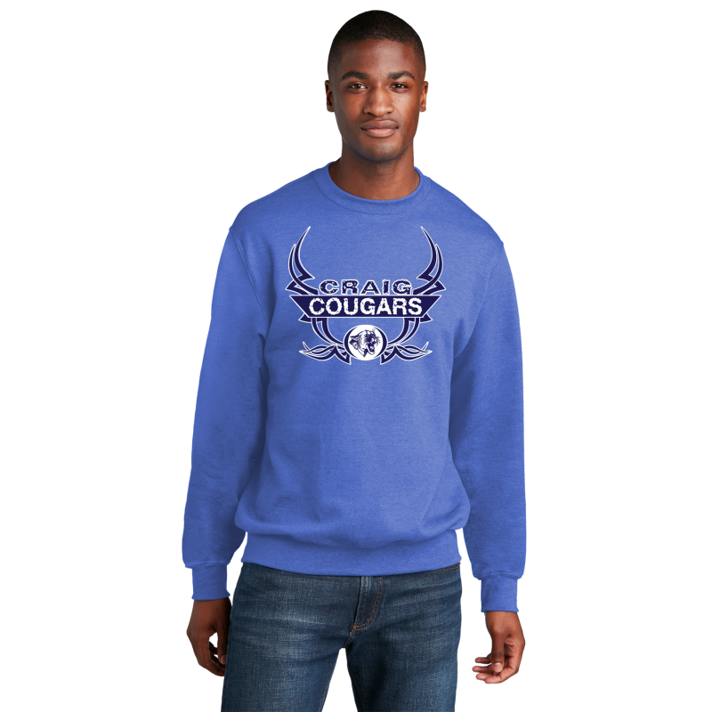   PC78 Port & Company® Core Fleece Pullover CREWNECK Sweatshirt; FULL FRONT LOGO TATOO