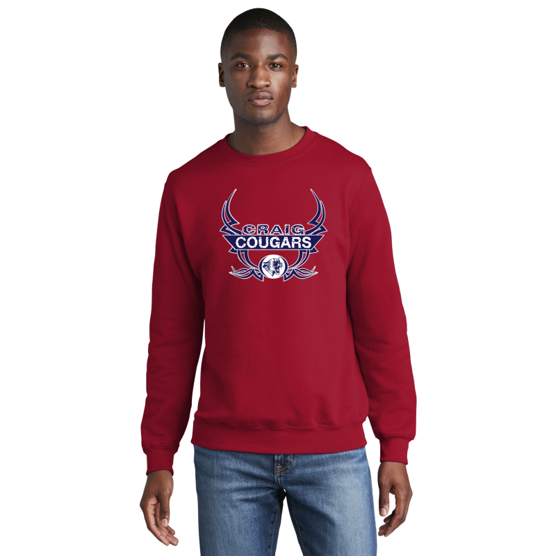   PC78 Port & Company® Core Fleece Pullover CREWNECK Sweatshirt; FULL FRONT LOGO TATOO
