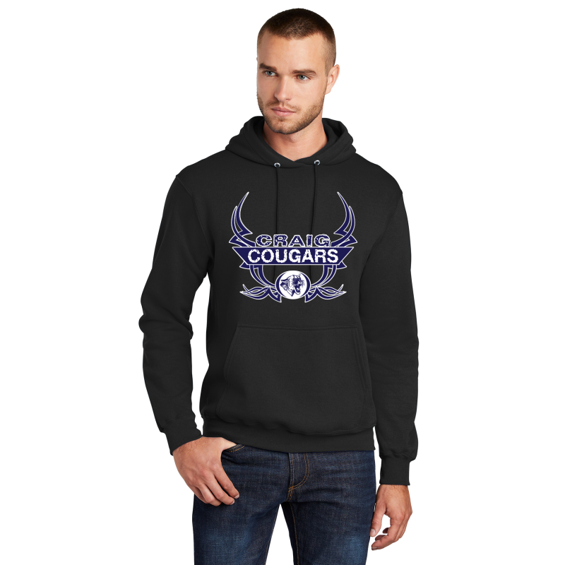   PC78H Port & Company® Core Fleece Pullover Hooded Sweatshirt; FULL FRONT TATOO