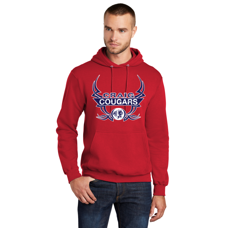   PC78H Port & Company® Core Fleece Pullover Hooded Sweatshirt; FULL FRONT TATOO